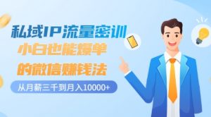 私域IP流量密训：小白也能爆单的微信赚钱法，从月薪三千到月入10000+-课服务