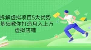 拆解虚拟项目5大优势，0基础教你打造月入上万虚拟店铺-课服务