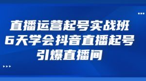 直播运营起号实战班，6天学会抖音直播起号，引爆直播间-课服务