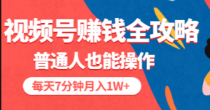 视频号赚钱全攻略，普通人也能操作 每天7分钟月入1W+（58节视频课）-课服务