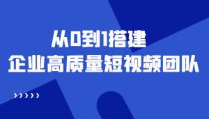 老板必学12节课，教你从0到1搭建企业高质量短视频团队，解决你的搭建难题-课服务