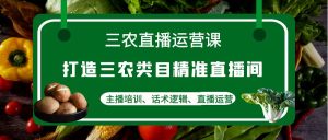 三农直播运营课：打造三农类目精准直播间，主播培训、话术逻辑、直播运营-课服务